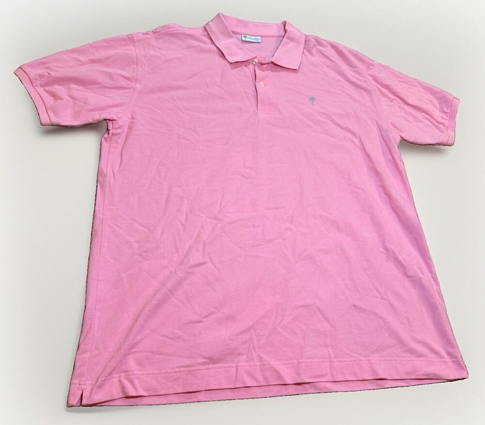 Ben Silver Charleston Polo Shirt Mens 2XL Pink Pique Cotton Palmetto Preppy